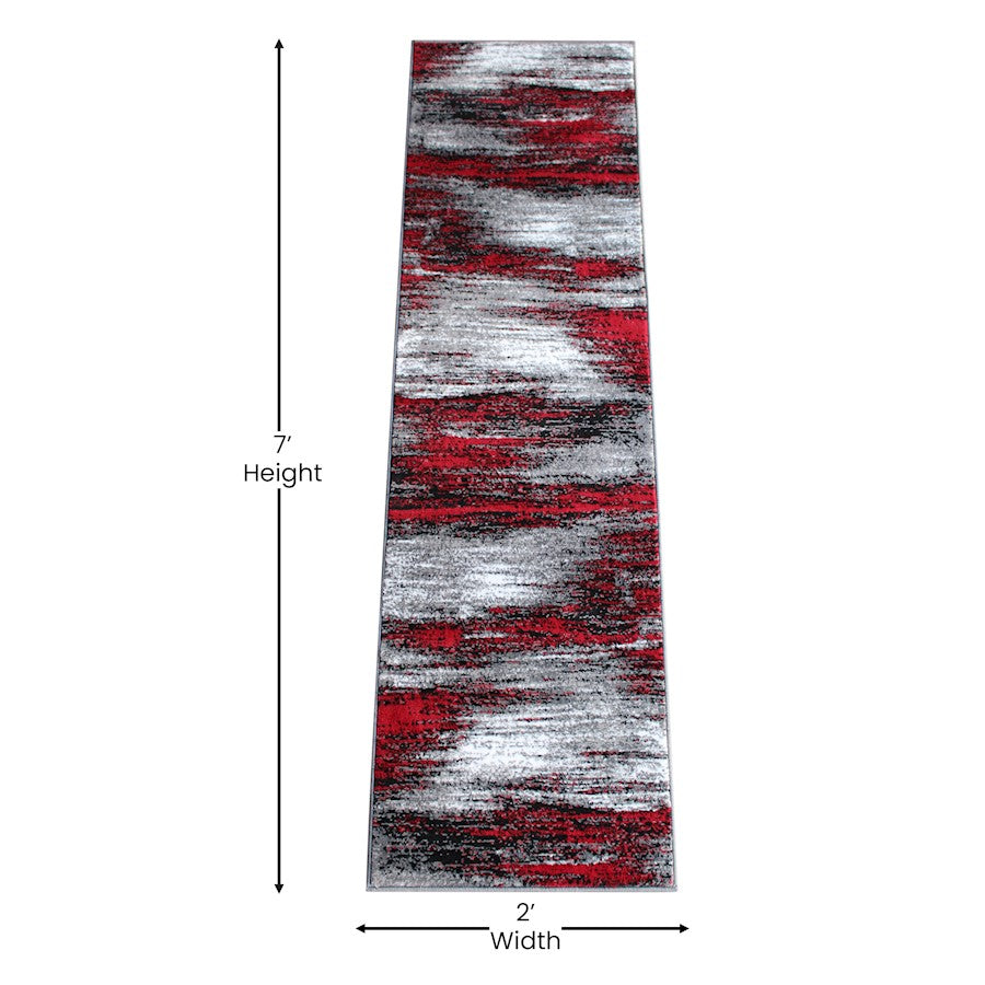 Flash Furniture Rylan 2X7 Abstract Area Rug, Red