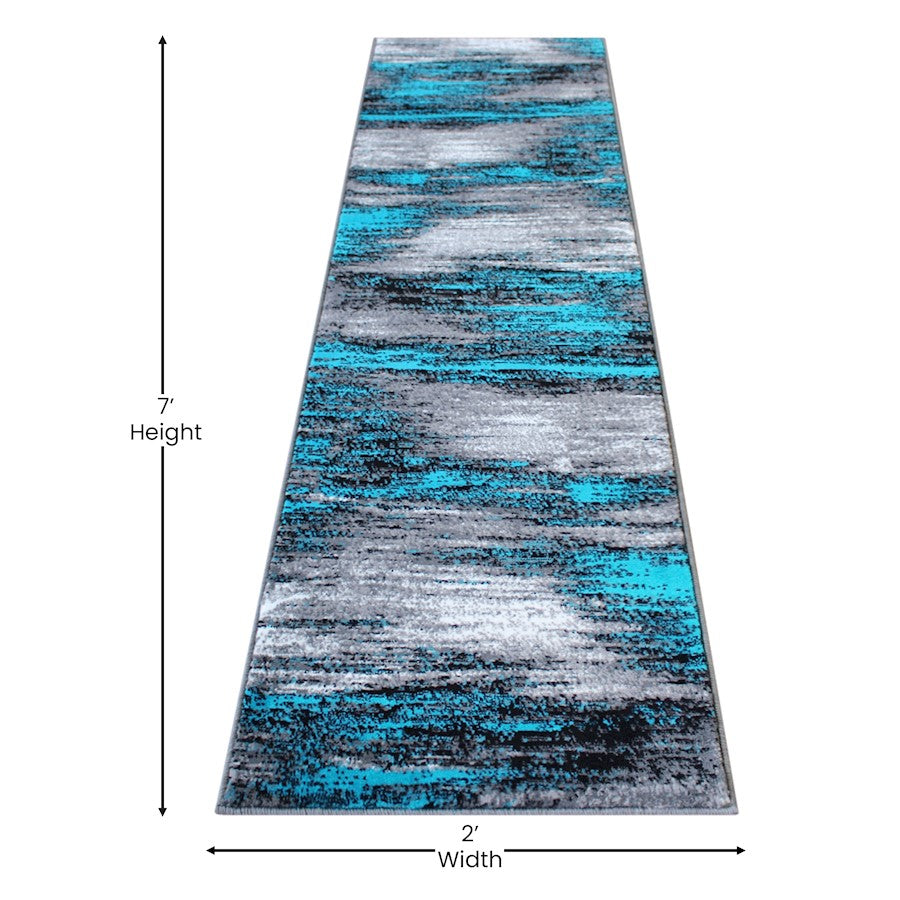 Flash Furniture Rylan 2X7 Abstract Rug, Turquoise
