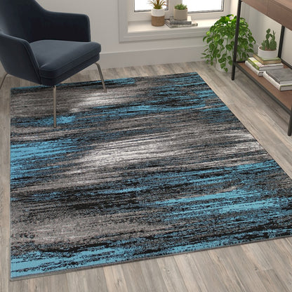 Flash Furniture Rylan 5X7 Abstract Area Rug, Blue