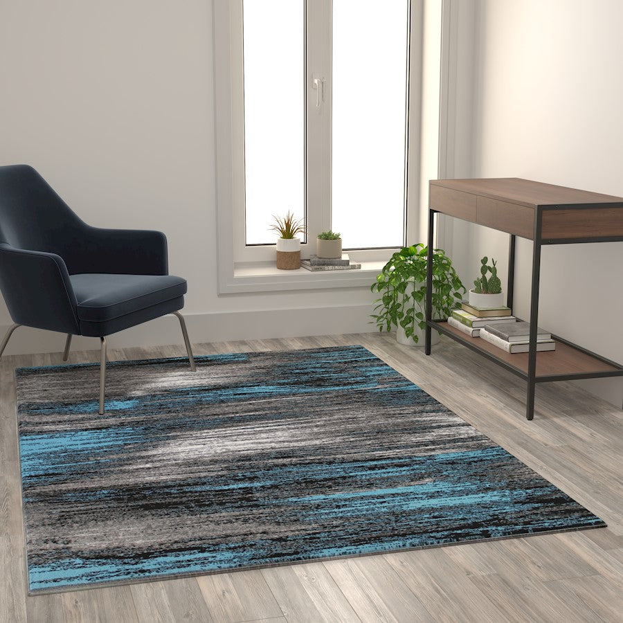 Flash Furniture Rylan 5X7 Abstract Area Rug, Blue