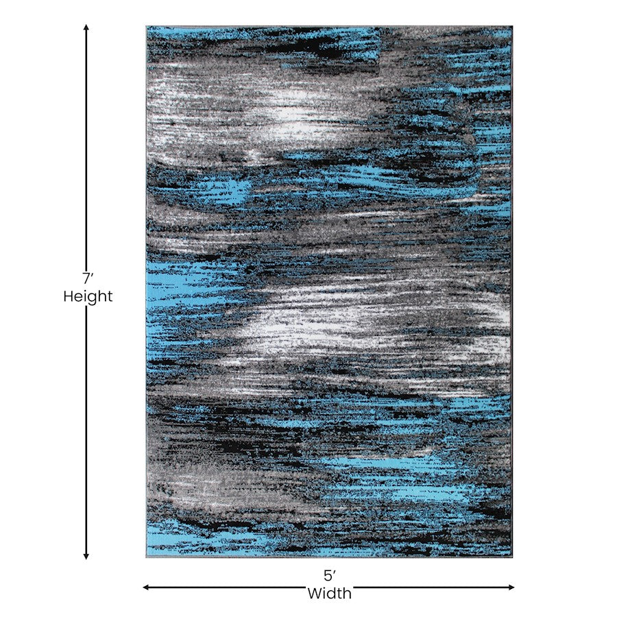 Flash Furniture Rylan 5X7 Abstract Area Rug, Blue