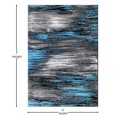 Flash Furniture Rylan 5X7 Abstract Area Rug, Blue