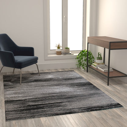 Flash Furniture Rylan 5X7 Abstract Area Rug, Grey
