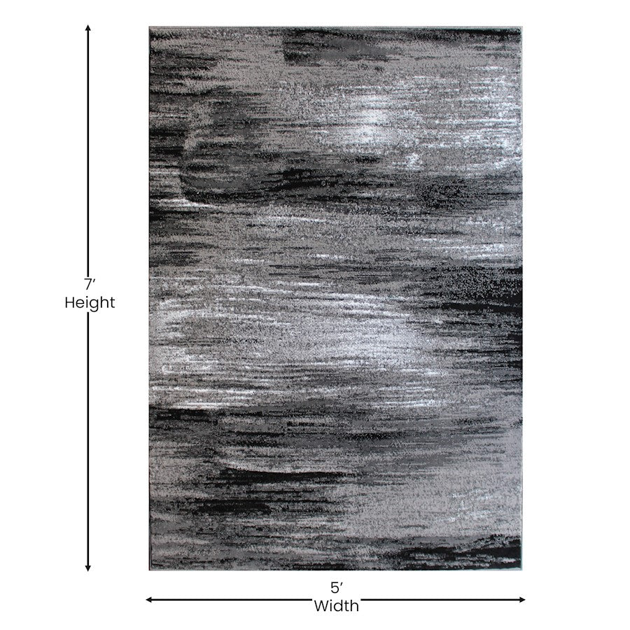 Flash Furniture Rylan 5X7 Abstract Area Rug, Grey