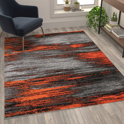 Flash Furniture Rylan 5X7 Abstract Area Rug, Orange