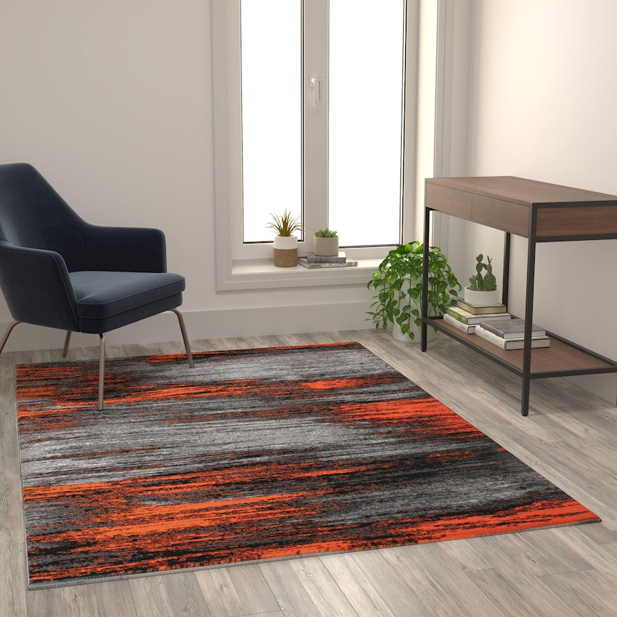 Flash Furniture Rylan 5X7 Abstract Area Rug, Orange