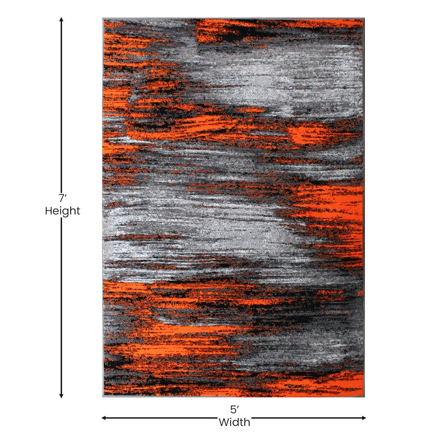 Flash Furniture Rylan 5X7 Abstract Area Rug, Orange