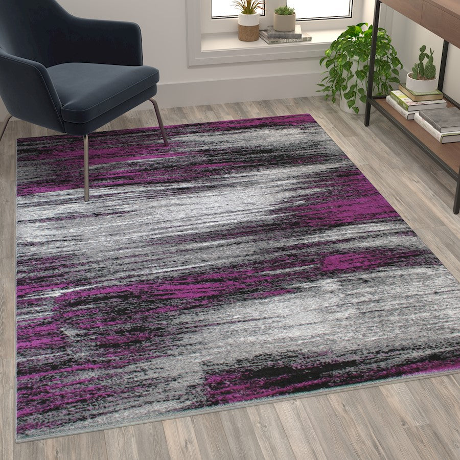 Flash Furniture Rylan 5X7 Abstract Area Rug, Purple