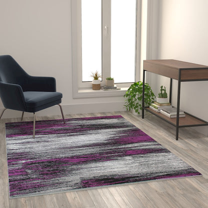 Flash Furniture Rylan 5X7 Abstract Area Rug, Purple