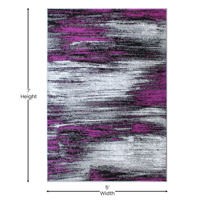 Flash Furniture Rylan 5X7 Abstract Area Rug, Purple