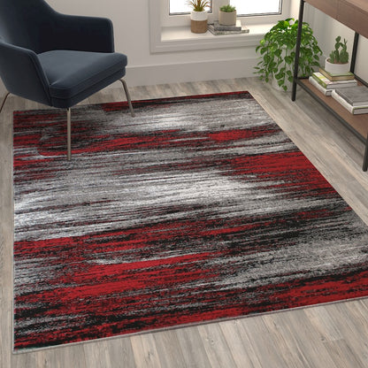 Flash Furniture Rylan 5X7 Abstract Area Rug, Red