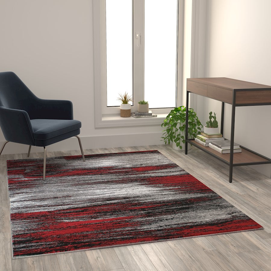 Flash Furniture Rylan 5X7 Abstract Area Rug, Red