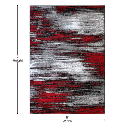 Flash Furniture Rylan 5X7 Abstract Area Rug, Red