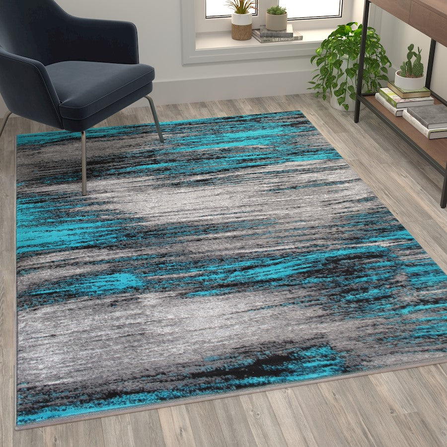 Flash Furniture Rylan 5X7 Abstract Rug, Turquoise