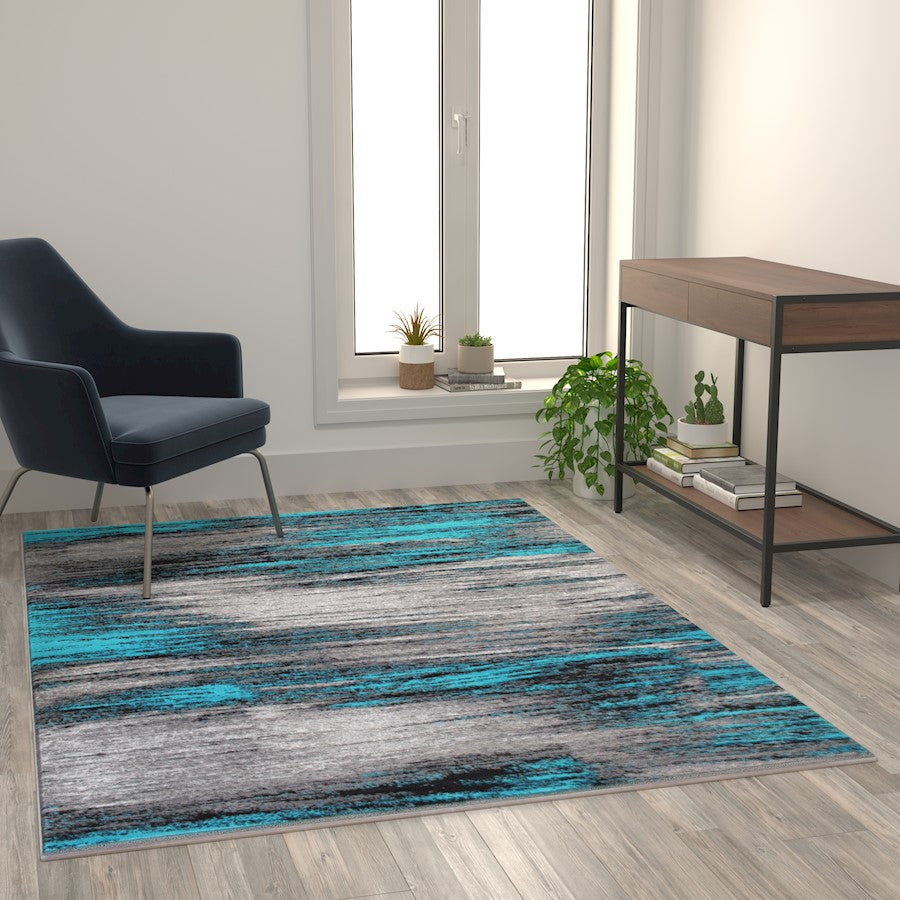 Flash Furniture Rylan 5X7 Abstract Rug, Turquoise