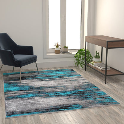 Flash Furniture Rylan 5X7 Abstract Rug, Turquoise