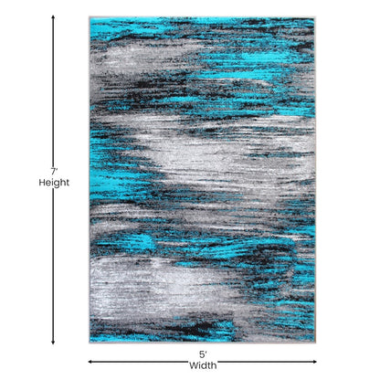 Flash Furniture Rylan 5X7 Abstract Rug, Turquoise