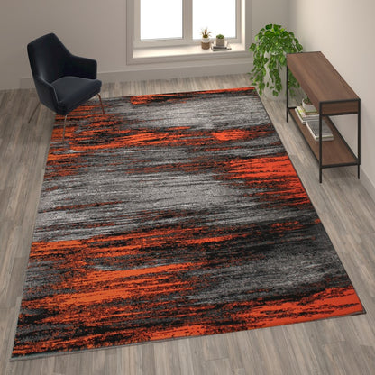 Flash Furniture Rylan 8X10 Abstract Area Rug, Orange
