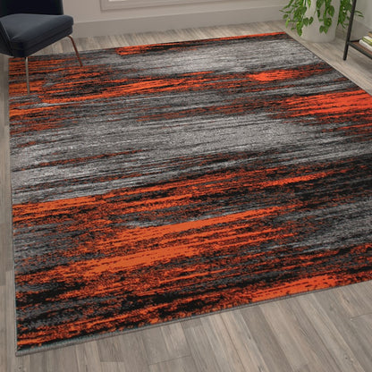 Flash Furniture Rylan 8X10 Abstract Area Rug, Orange