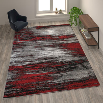 Flash Furniture Rylan 8X10 Abstract Area Rug, Red
