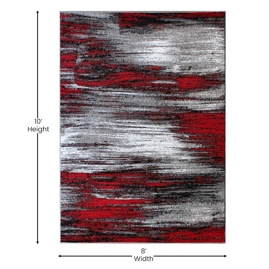 Flash Furniture Rylan 8X10 Abstract Area Rug, Red