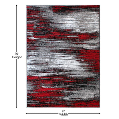 Flash Furniture Rylan 8X10 Abstract Area Rug, Red