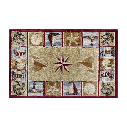 Flash Furniture Inis 2X3 Nautical Area Rug, Beige