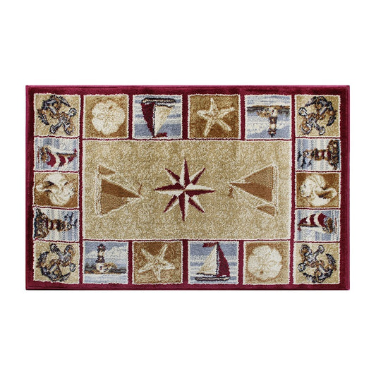 Flash Furniture Inis 2X3 Nautical Area Rug, Beige