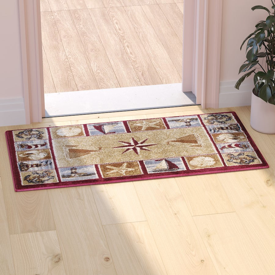 Flash Furniture Inis 2X3 Nautical Area Rug, Beige