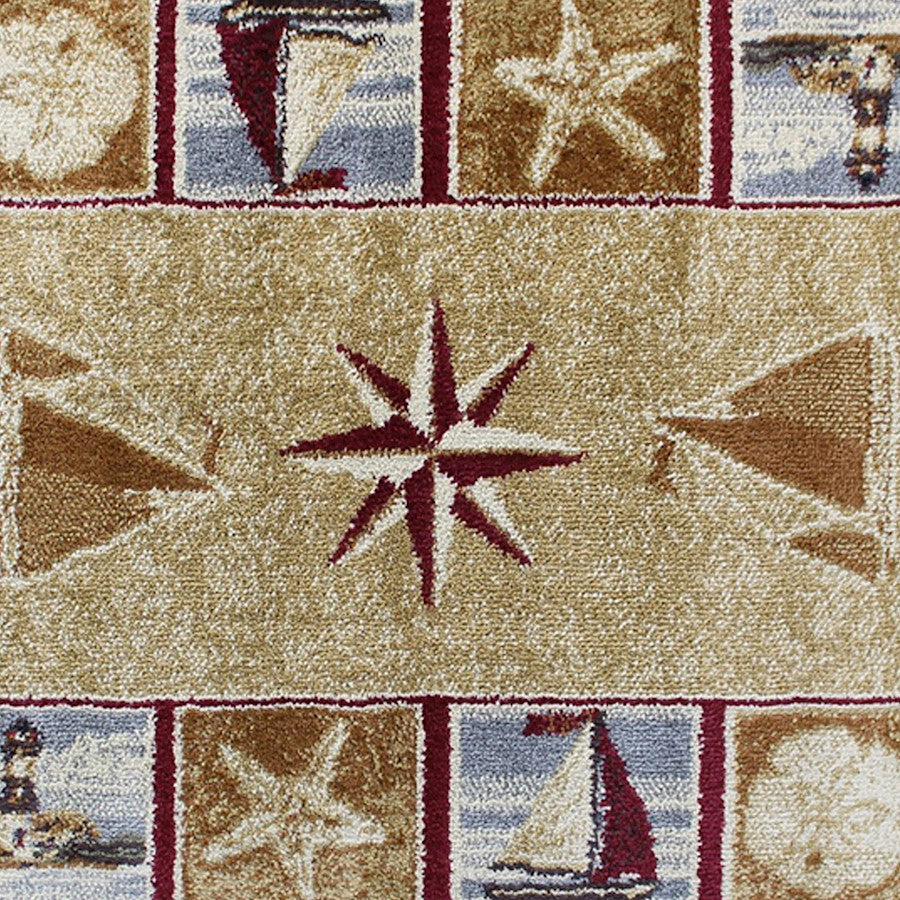 Flash Furniture Inis 2X3 Nautical Area Rug, Beige