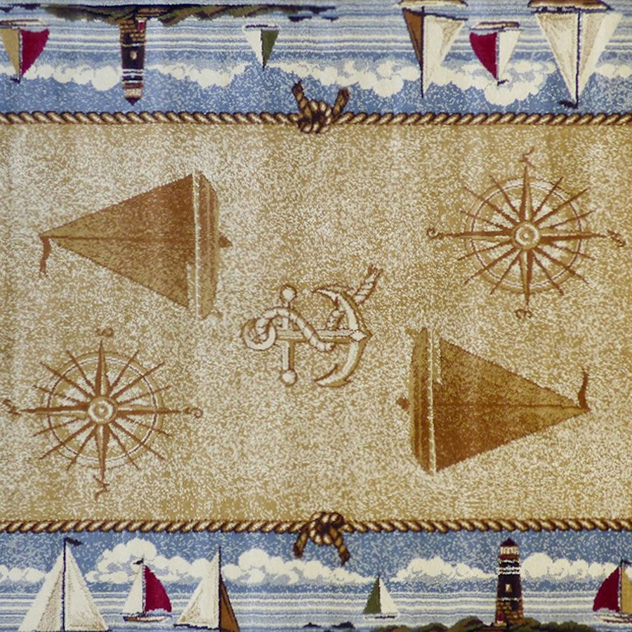 Flash Furniture Sovalye 5X7 Nautical Area Rug, Beige