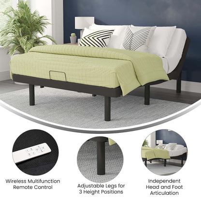 Flash Furniture Selene Queen Adjustable Bed Base, Black
