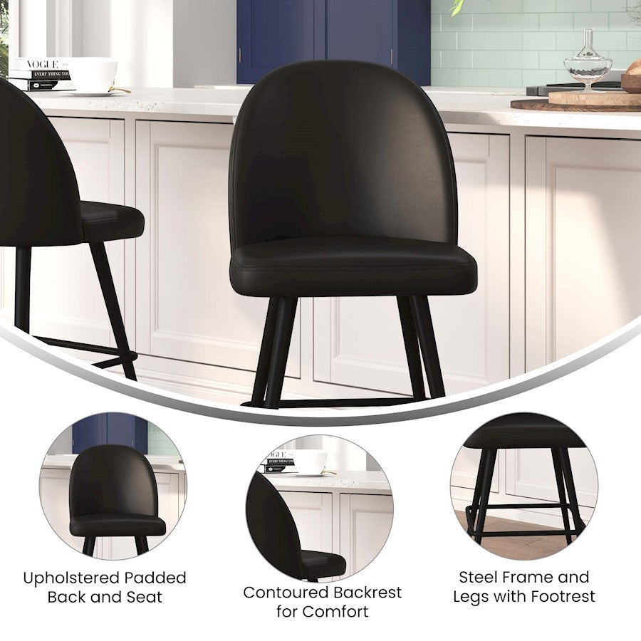 Flash Furniture Lyla 26" Barstool, Pack Of 2, Black