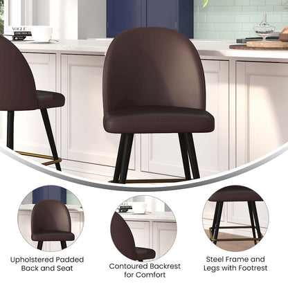 Flash Furniture Lyla 26" Barstool, Pack Of 2, Brown