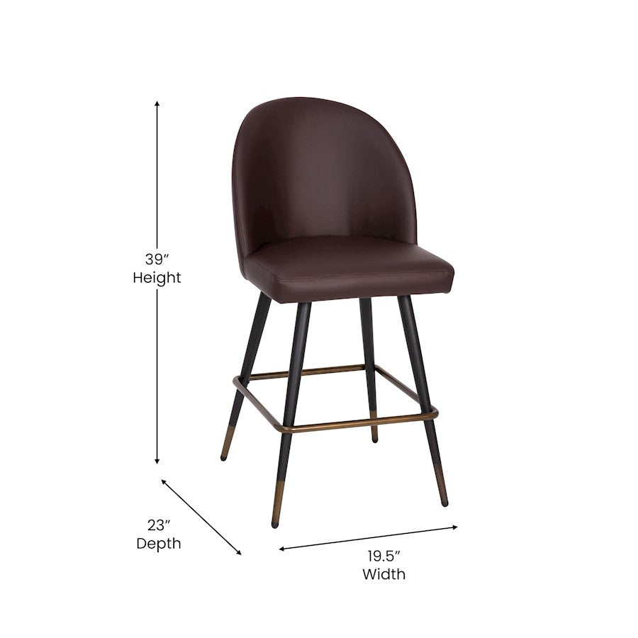 Flash Furniture Lyla 26" Barstool, Pack Of 2, Brown