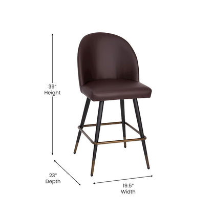 Flash Furniture Lyla 26" Barstool, Pack Of 2, Brown