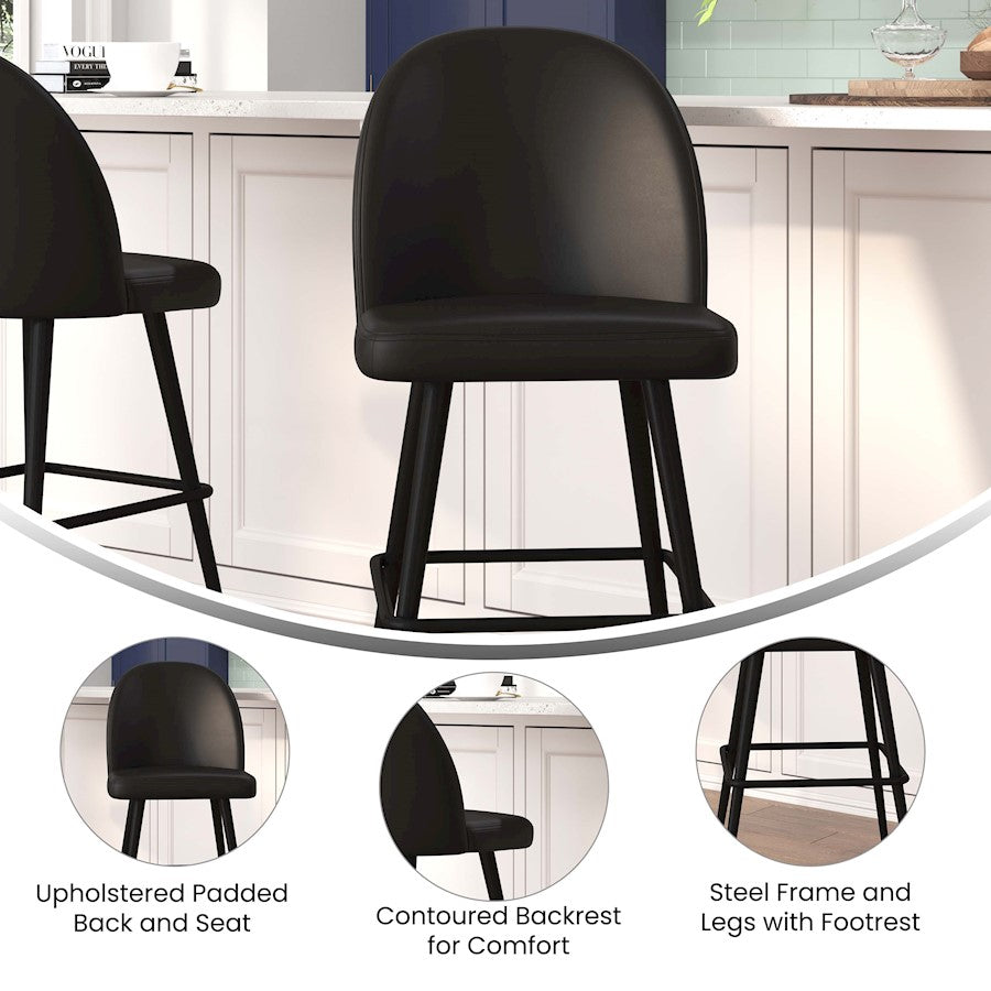 Flash Furniture Lyla 30" Barstool, Pack Of 2,, Black
