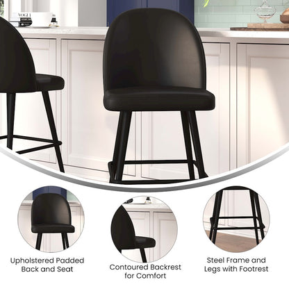 Flash Furniture Lyla 30" Barstool, Pack Of 2,, Black