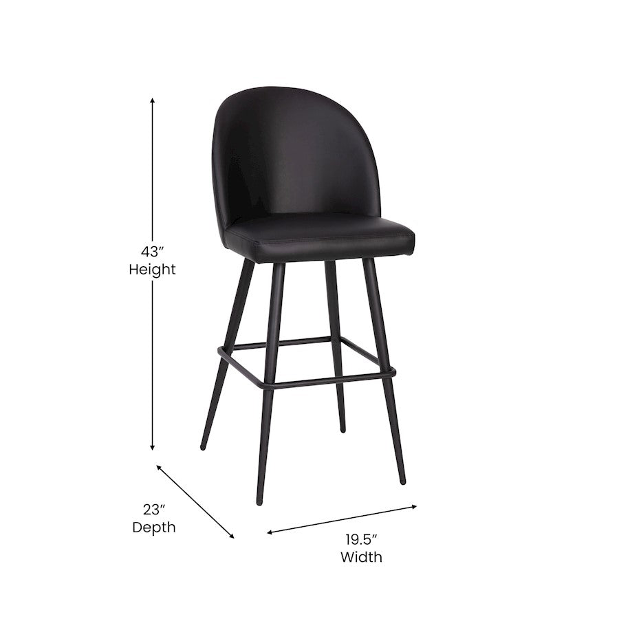 Flash Furniture Lyla 30" Barstool, Pack Of 2,, Black
