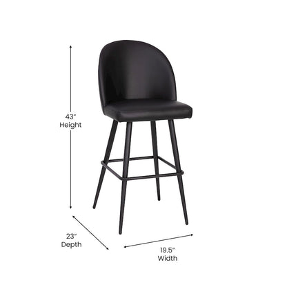 Flash Furniture Lyla 30" Barstool, Pack Of 2,, Black