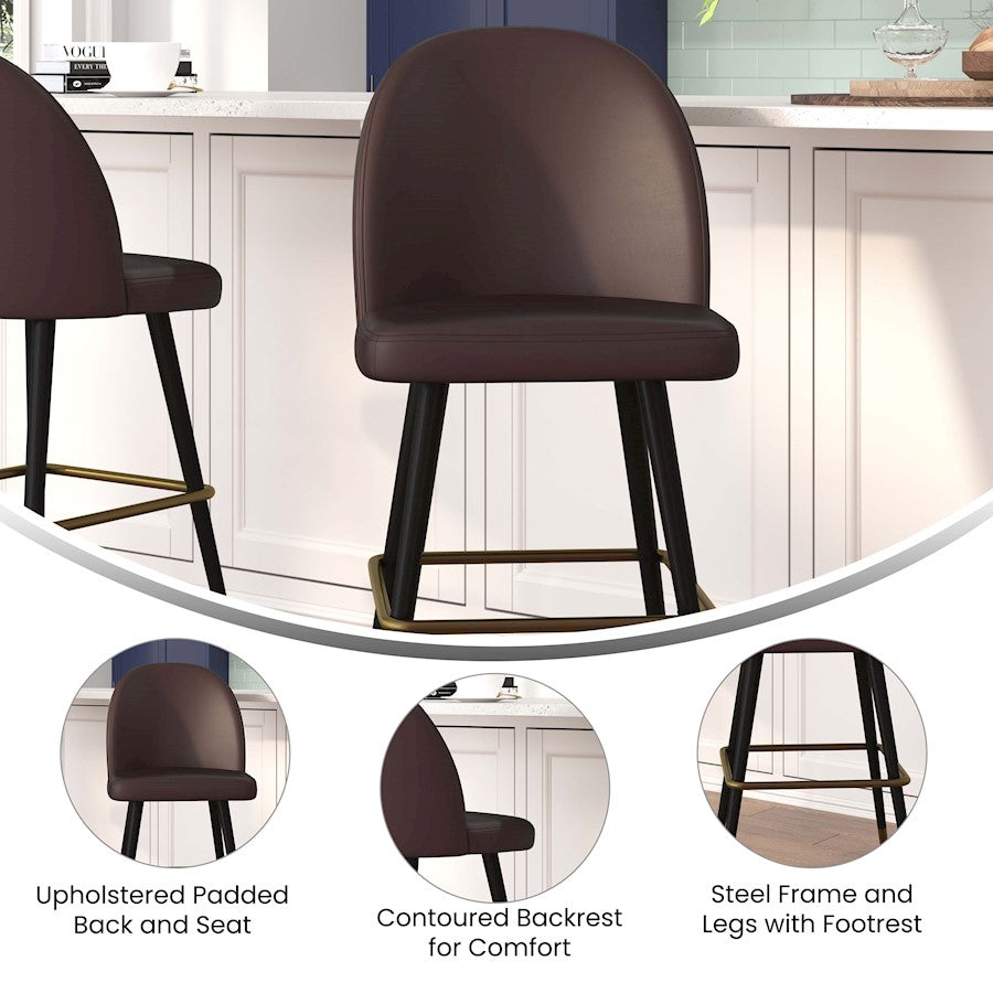 Flash Furniture Lyla 30" Barstool, Pack Of 2, Brown