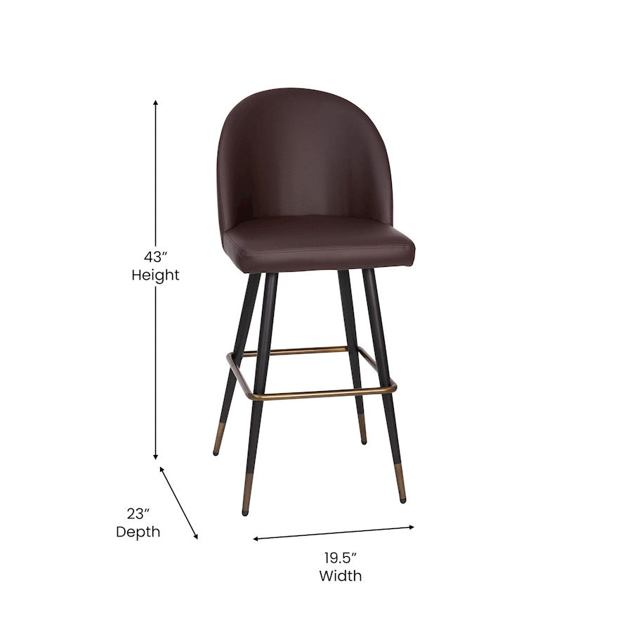 Flash Furniture Lyla 30" Barstool, Pack Of 2, Brown