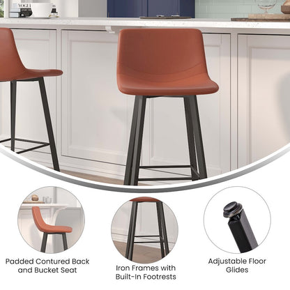 Flash Furniture Caleb 30" Stool, Pack Of 2, Cognac