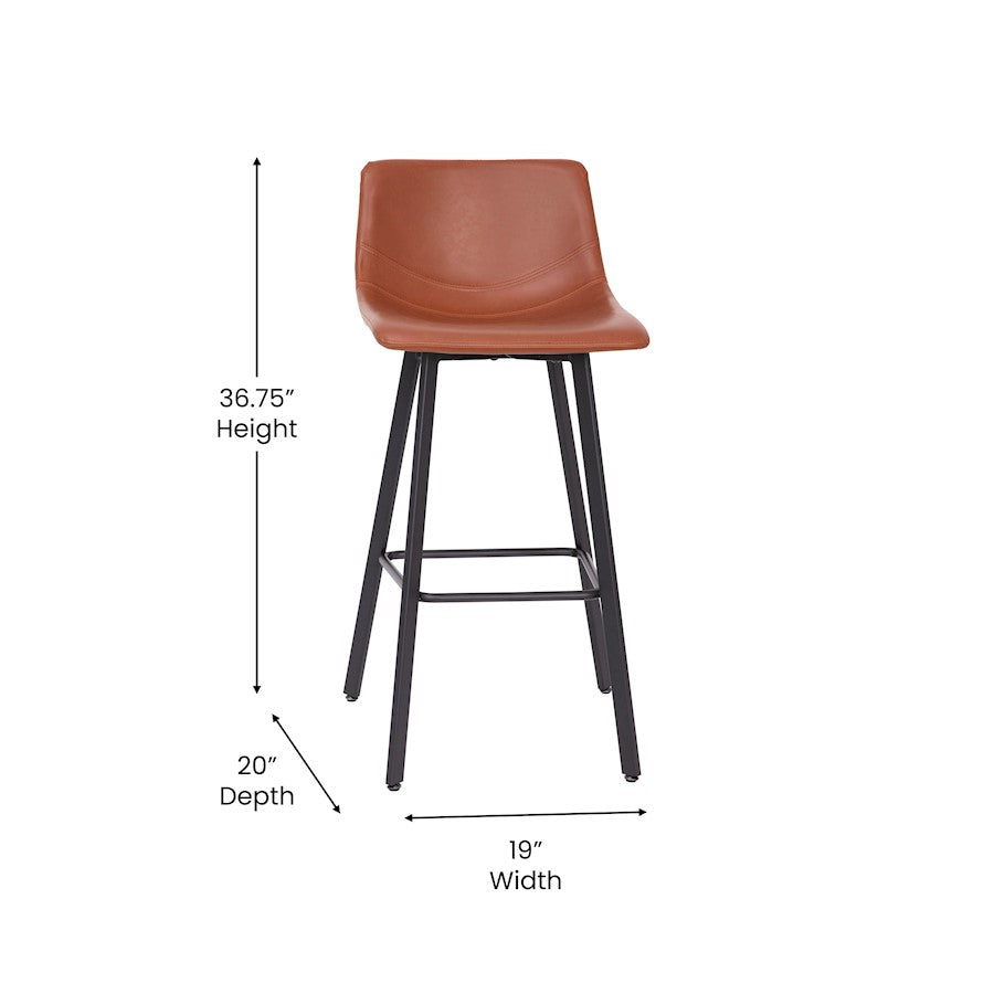 Flash Furniture Caleb 30" Stool, Pack Of 2, Cognac
