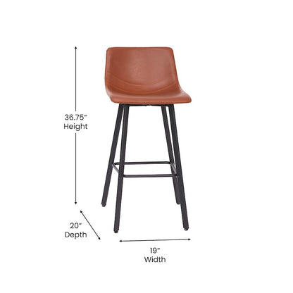 Flash Furniture Caleb 30" Stool, Pack Of 2, Cognac