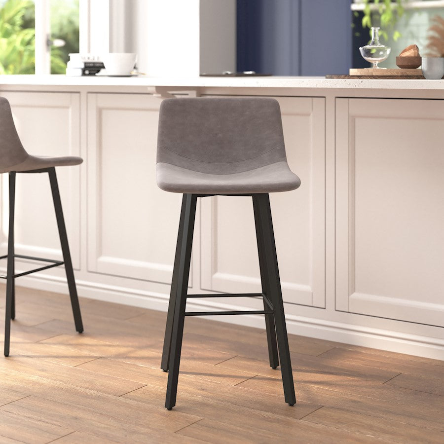 Flash Furniture Caleb 30" Stool, Pack Of 2, Gray /Black