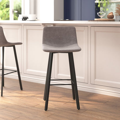 Flash Furniture Caleb 30" Stool, Pack Of 2, Gray /Black
