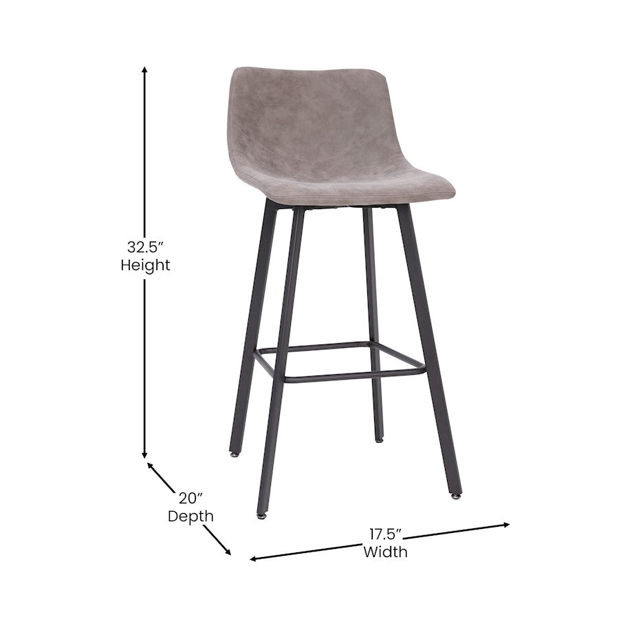 Flash Furniture Caleb 30" Stool, Pack Of 2, Gray /Black