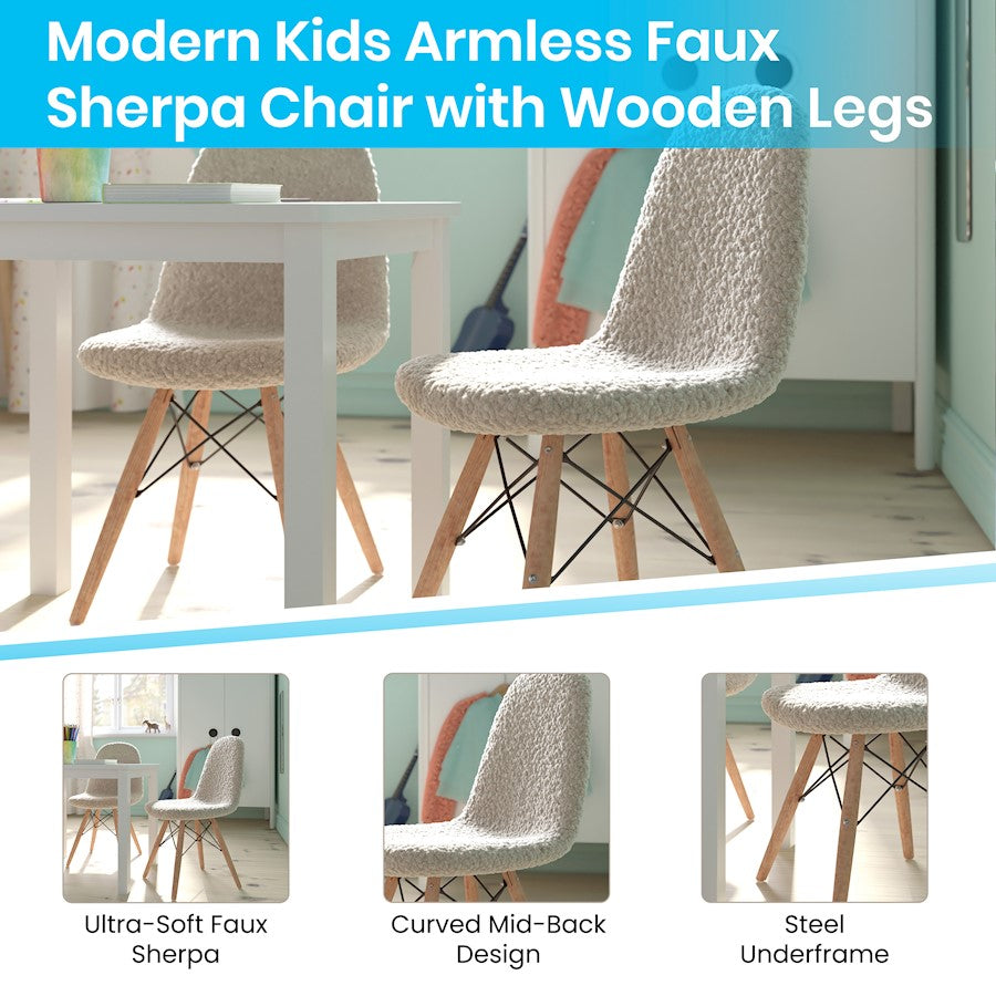 Flash Furniture Zula Kids Sherpa Chair, Off-White