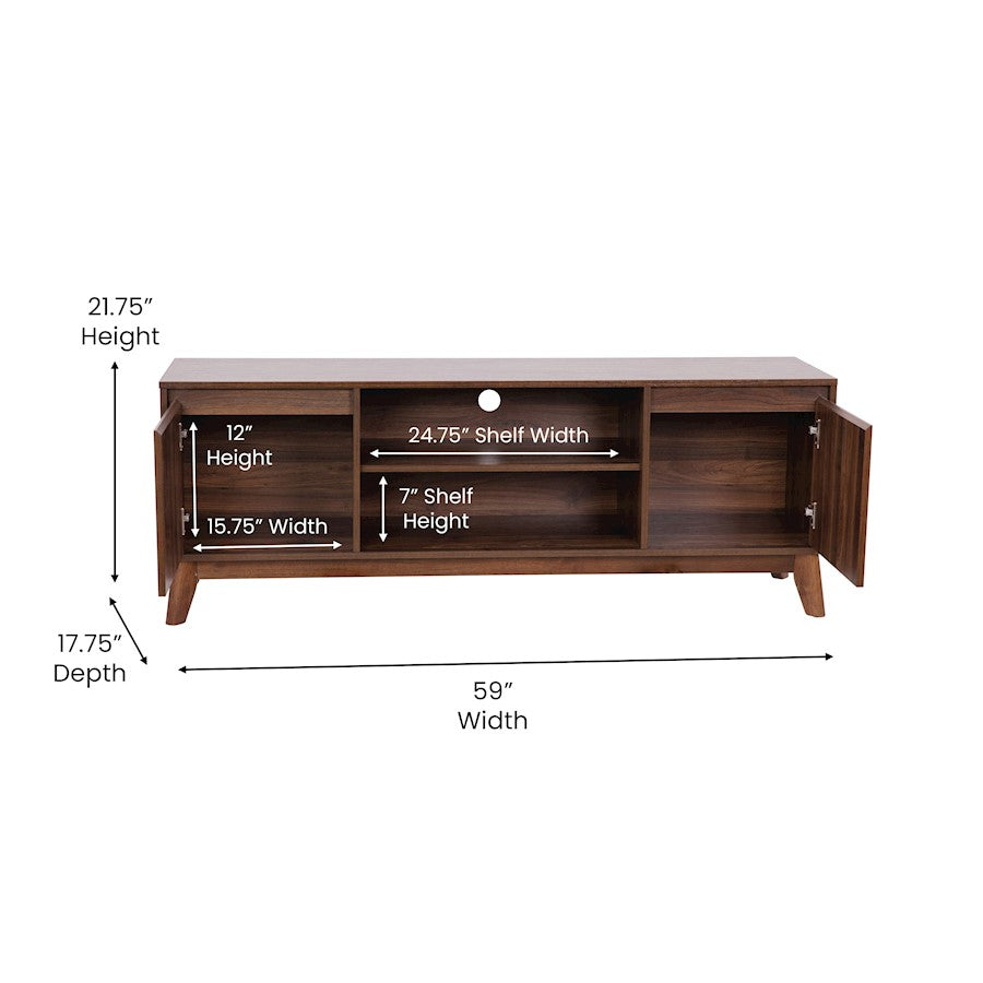 Flash Furniture Hatfield 60" Tv Stand, Walnut
